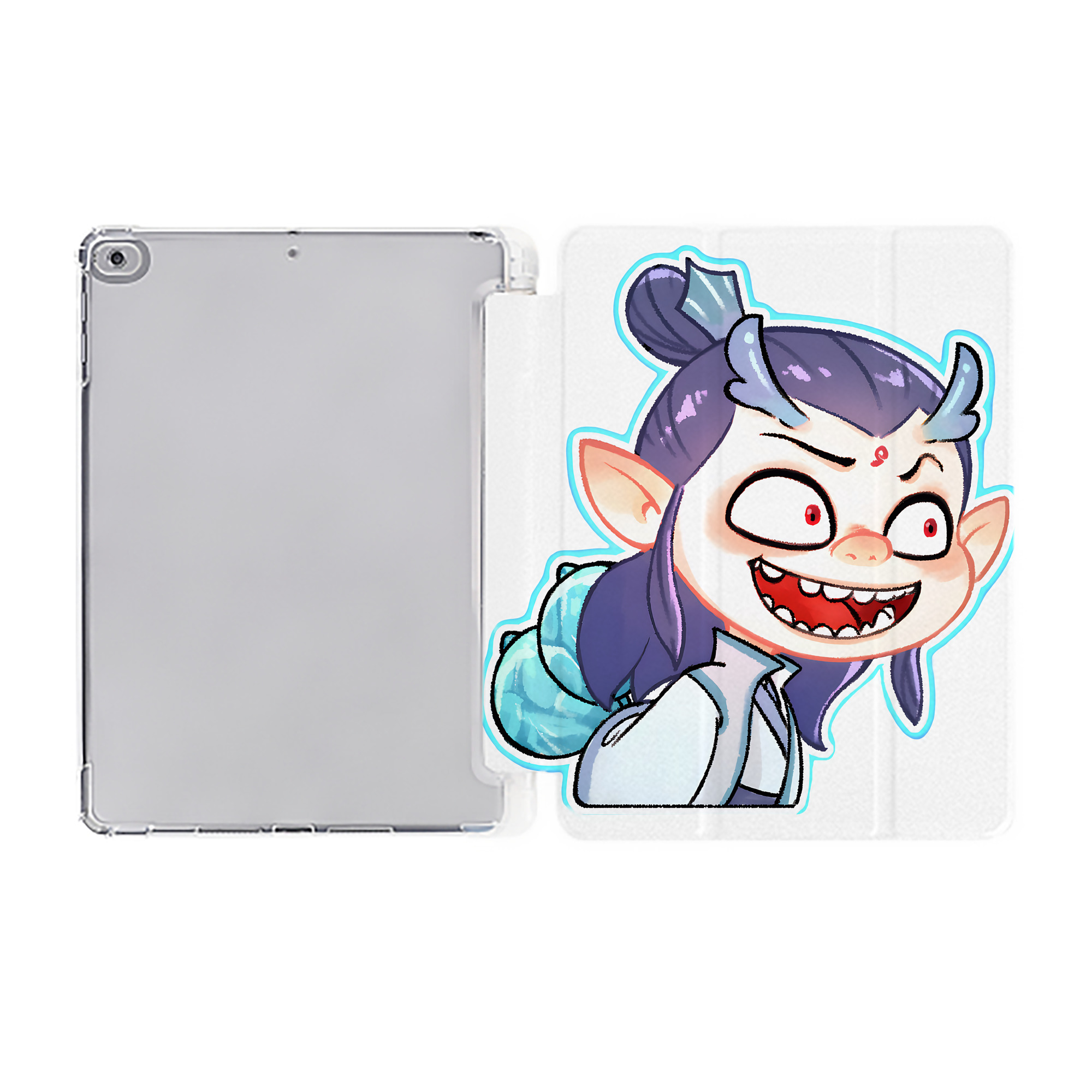 （画像用） Ne Zha 2 ナタ 魔童の大暴れ IPad ケース ペン収納付き 三つ折りスタンド PUレザー×シリコン 対応機種9.5/10.5/10.9インチ